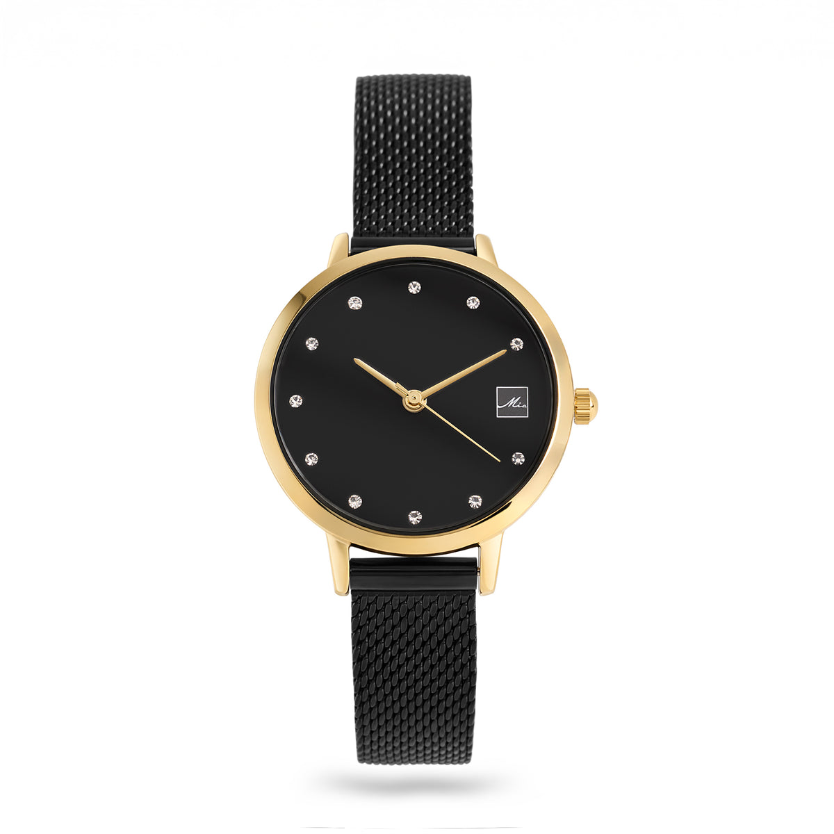 Petite montre pierres acier inox